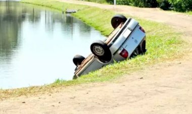 Motorista morre após tombar veículo em represa