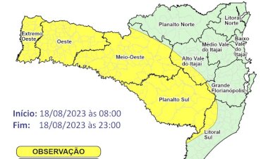 Defesa Civil do Estado alerta para fortes rajadas de vento nesta sexta em SC
