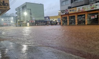 Chuva intensa atinge Concórdia e rio transborda